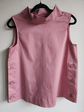 COS Dusty Pink Funnel Neck Sleeveless Cotton Top - Sz 6 (fits more like 8 or M)